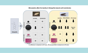 Modulation of chlorpyrifos toxicity to soil arthropods by simultaneous exposure to polyester microfibers or tire particle microplastics